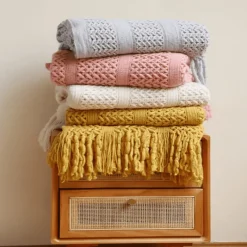 Wrap u0026 Relax Bettzeug-Nordische Strickdecke – weicher Luxus-Tagesdecken-Sofabezug