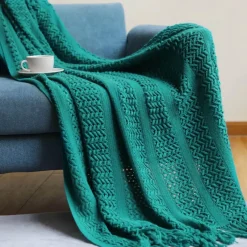 Wrap u0026 Relax Bettzeug-Nordische Strickdecke – weicher Luxus-Tagesdecken-Sofabezug