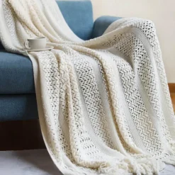 Wrap u0026 Relax Bettzeug-Nordische Strickdecke – weicher Luxus-Tagesdecken-Sofabezug