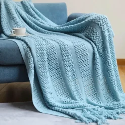 Wrap u0026 Relax Bettzeug-Nordische Strickdecke – weicher Luxus-Tagesdecken-Sofabezug