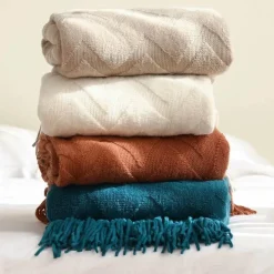 The Blanket Nook Bettzeug-Nordische Strickdecke – weiches geometrisches Design für Zuhause und unterwegs