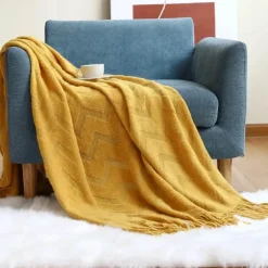 The Blanket Nook Bettzeug-Nordische Strickdecke – weiches geometrisches Design für Zuhause und unterwegs
