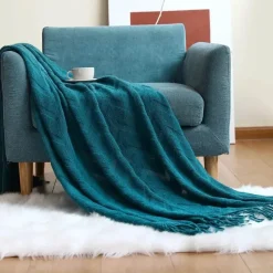 The Blanket Nook Bettzeug-Nordische Strickdecke – weiches geometrisches Design für Zuhause und unterwegs