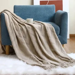 The Blanket Nook Bettzeug-Nordische Strickdecke – weiches geometrisches Design für Zuhause und unterwegs