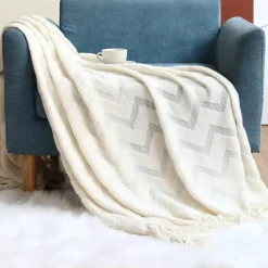 The Blanket Nook Bettzeug-Nordische Strickdecke – weiches geometrisches Design für Zuhause und unterwegs