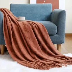 The Blanket Nook Bettzeug-Nordische Strickdecke – weiches geometrisches Design für Zuhause und unterwegs