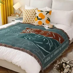 The Blanket Nook Bettzeug-Nordische Strickdecke für draußen – gemütliche Camping-Picknickmatte