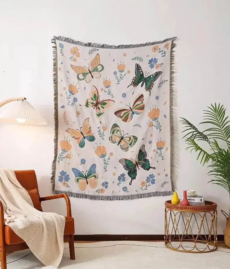 The Blanket Nook Bettzeug-Nordische Strickdecke für draußen – gemütliche Camping-Picknickmatte