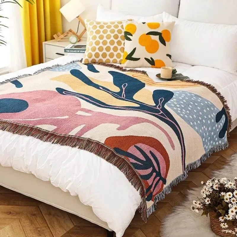 The Blanket Nook Bettzeug-Nordische Strickdecke für draußen – gemütliche Camping-Picknickmatte