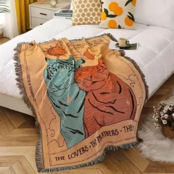 The Blanket Nook Bettzeug-Nordische Strickdecke für draußen – gemütliche Camping-Picknickmatte