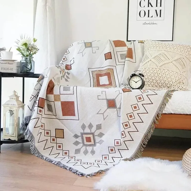 The Blanket Nook Bettzeug-Nordische Strickdecke für draußen – gemütliche Camping-Picknickmatte