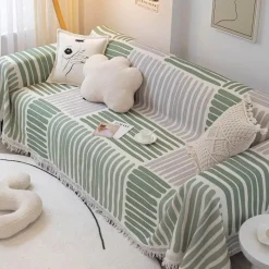 Comfort u0026 Style Gadgets Für Zuhause-Nordischer gestrickter Sofabezug – weiche, bequeme Überwurfdecke