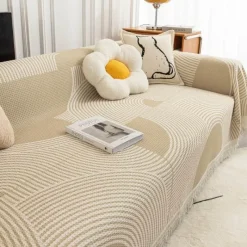 Comfort u0026 Style Gadgets Für Zuhause-Nordischer gestrickter Sofabezug – weiche, bequeme Überwurfdecke