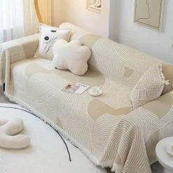 Comfort u0026 Style Gadgets Für Zuhause-Nordischer gestrickter Sofabezug – weiche, bequeme Überwurfdecke