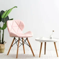 Cozy Living Möbel-Nordischer Leder-Holzstuhl – Akzentmöbel im modernen Design