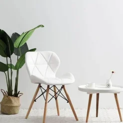 Cozy Living Möbel-Nordischer Leder-Holzstuhl – Akzentmöbel im modernen Design