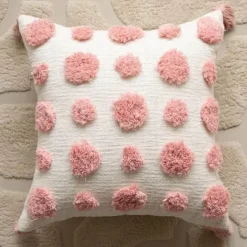 Pillow Haven Bettzeug|Wohndeko-Nordischer rosa geometrischer Kissenbezug - 45x45cm Baumwoll-Canvas-Tufted-Hülle