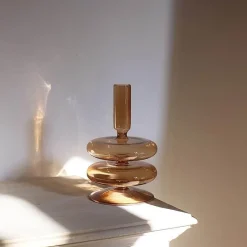 The Gilded Nest Wohndeko-Nordischer stilvoller Kerzenhalter aus Blasenglas