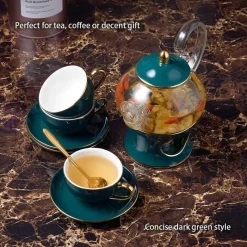 Feast u0026 Flair Küche & Esszimmer-Nordisches Blumentee-Set – Porzellan-Teekanne mit Sieb