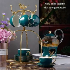 Feast u0026 Flair Küche & Esszimmer-Nordisches Blumentee-Set – Porzellan-Teekanne mit Sieb