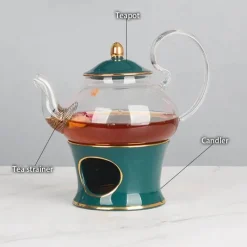 Feast u0026 Flair Küche & Esszimmer-Nordisches Blumentee-Set – Porzellan-Teekanne mit Sieb