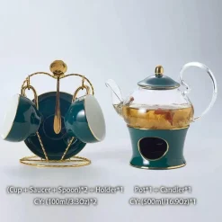 Feast u0026 Flair Küche & Esszimmer-Nordisches Blumentee-Set – Porzellan-Teekanne mit Sieb