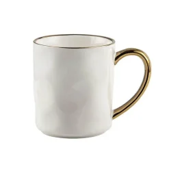 Tom Küche & Esszimmer-Nordisches Tassenset mit Goldrand – Elegante Kaffeetassen aus Keramik mit Henkeln