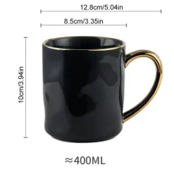 Tom Küche & Esszimmer-Nordisches Tassenset mit Goldrand – Elegante Kaffeetassen aus Keramik mit Henkeln