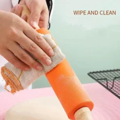 Tom Küche & Esszimmer-Nudelholz aus Silikon mit Holzgriff – Antihaft-Backwerkzeug