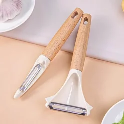 Tom Küche & Esszimmer-Obst- und Gemüseschäler aus Holz – Klingen aus rostfreiem Stahl