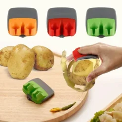 Tom Küche & Esszimmer-Obstschäler und -schneider aus Edelstahl – Küchengerät mit Doppelfingerschneider