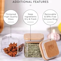 Plates u0026 More Küche & Esszimmer-5oz Vorratsgläser aus Glas mit Bambusdeckel für Tee- und Kaffeebohnen