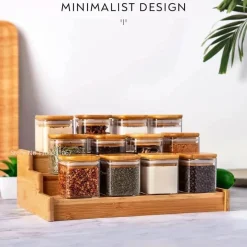 Plates u0026 More Küche & Esszimmer-5oz Vorratsgläser aus Glas mit Bambusdeckel für Tee- und Kaffeebohnen
