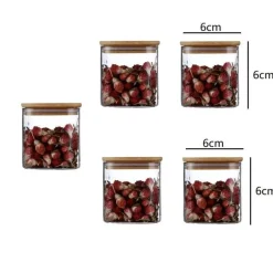 Plates u0026 More Küche & Esszimmer-5oz Vorratsgläser aus Glas mit Bambusdeckel für Tee- und Kaffeebohnen