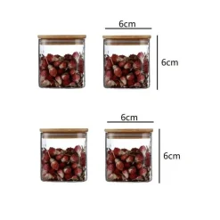 Plates u0026 More Küche & Esszimmer-5oz Vorratsgläser aus Glas mit Bambusdeckel für Tee- und Kaffeebohnen