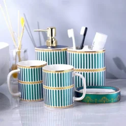 The Bath Nook Badezimmer-Palazzo Collection Elegant Shower Curtain Set with Coordinating Bathroom Accessories