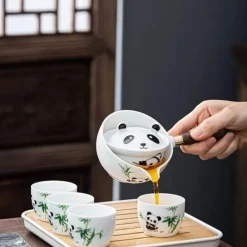 The Culinary Kit Camping Im Freien|Outdoor-Artikel-Panda Spin Rotierendes Teeservice – Teeparty-Spielset für Kinder