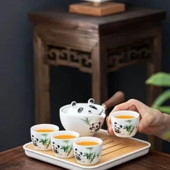 The Culinary Kit Camping Im Freien|Outdoor-Artikel-Panda Spin Rotierendes Teeservice – Teeparty-Spielset für Kinder