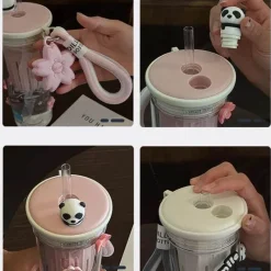 The Decor Haven Outdoor-Artikel|Outdoor-Gadgets-Panda-Wasserflasche – entzückender wiederverwendbarer Getränkebehälter für Kinder und Erwachsene