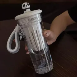 The Decor Haven Outdoor-Artikel|Outdoor-Gadgets-Panda-Wasserflasche – entzückender wiederverwendbarer Getränkebehälter für Kinder und Erwachsene