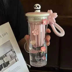 The Decor Haven Outdoor-Artikel|Outdoor-Gadgets-Panda-Wasserflasche – entzückender wiederverwendbarer Getränkebehälter für Kinder und Erwachsene