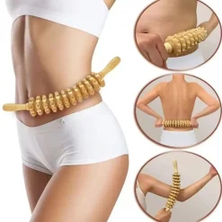 Tranquil Touch Massageprodukte|Gesundheits-Gadgets-1pc Handheld Holz Massager mit 12 Rollen Trigger Punkt Therapie