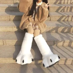 Damen Comfort u0026 Style Damenschuhe-Pelzige Bärenklauen-Hausschuhe – Bequeme Winterhausschuhe