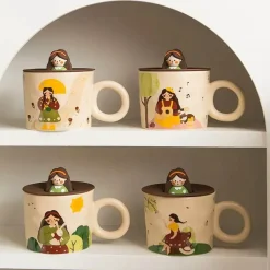 Tom Küche & Esszimmer-Personalisierte Retro-Kaffeetasse aus Keramik mit Deckel – einzigartiges Geburtstagsgeschenk für Zuhause oder das Büro