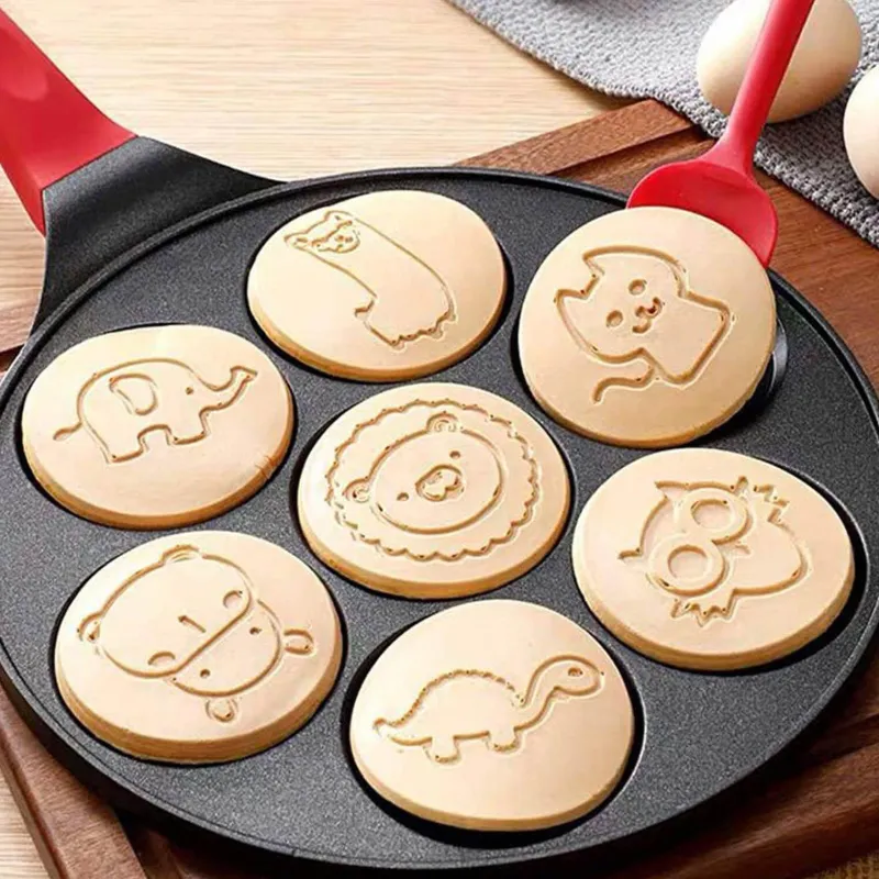 Deco Küche & Esszimmer-Pfannkuchenpfanne mit Cartoon-Tiermotiv – 7-förmige Hochleistungs-Grillplatte