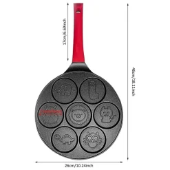 Deco Küche & Esszimmer-Pfannkuchenpfanne mit Cartoon-Tiermotiv – 7-förmige Hochleistungs-Grillplatte