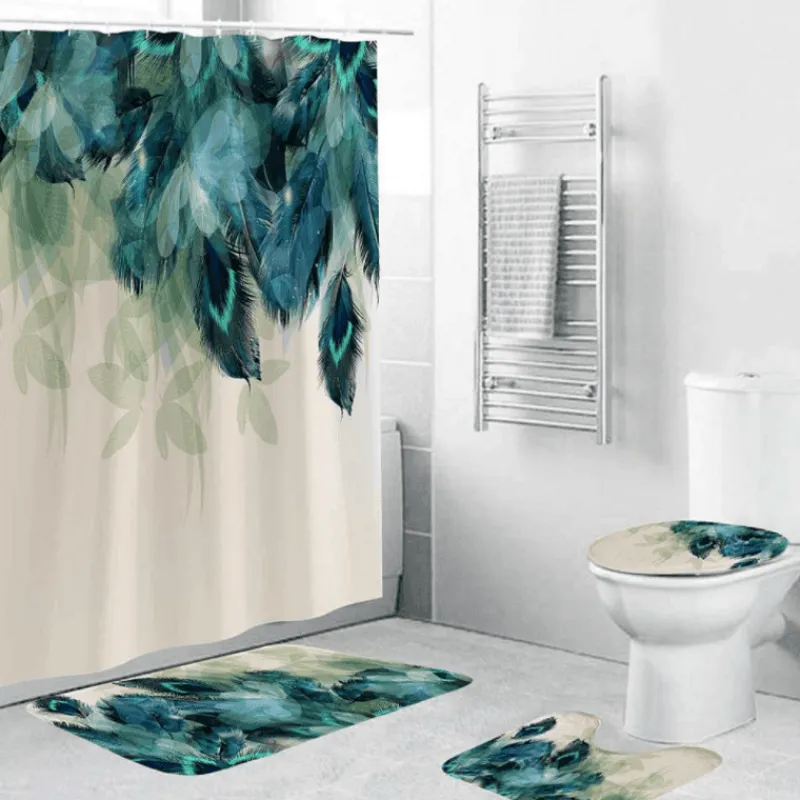 Aqua Essence Badezimmer-Pfauen-Duschvorhang – Farbenfrohes Badezimmer-Dekor-Accessoire