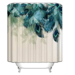 Aqua Essence Badezimmer-Pfauen-Duschvorhang – Farbenfrohes Badezimmer-Dekor-Accessoire