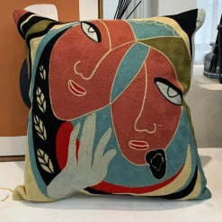 The Cushion Corner Bettzeug|Wohndeko-Picasso Abstrakter Kissenbezug - Besticktes Sofa-Auto-Dekor