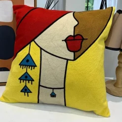 The Cushion Corner Bettzeug|Wohndeko-Picasso Abstrakter Kissenbezug - Besticktes Sofa-Auto-Dekor